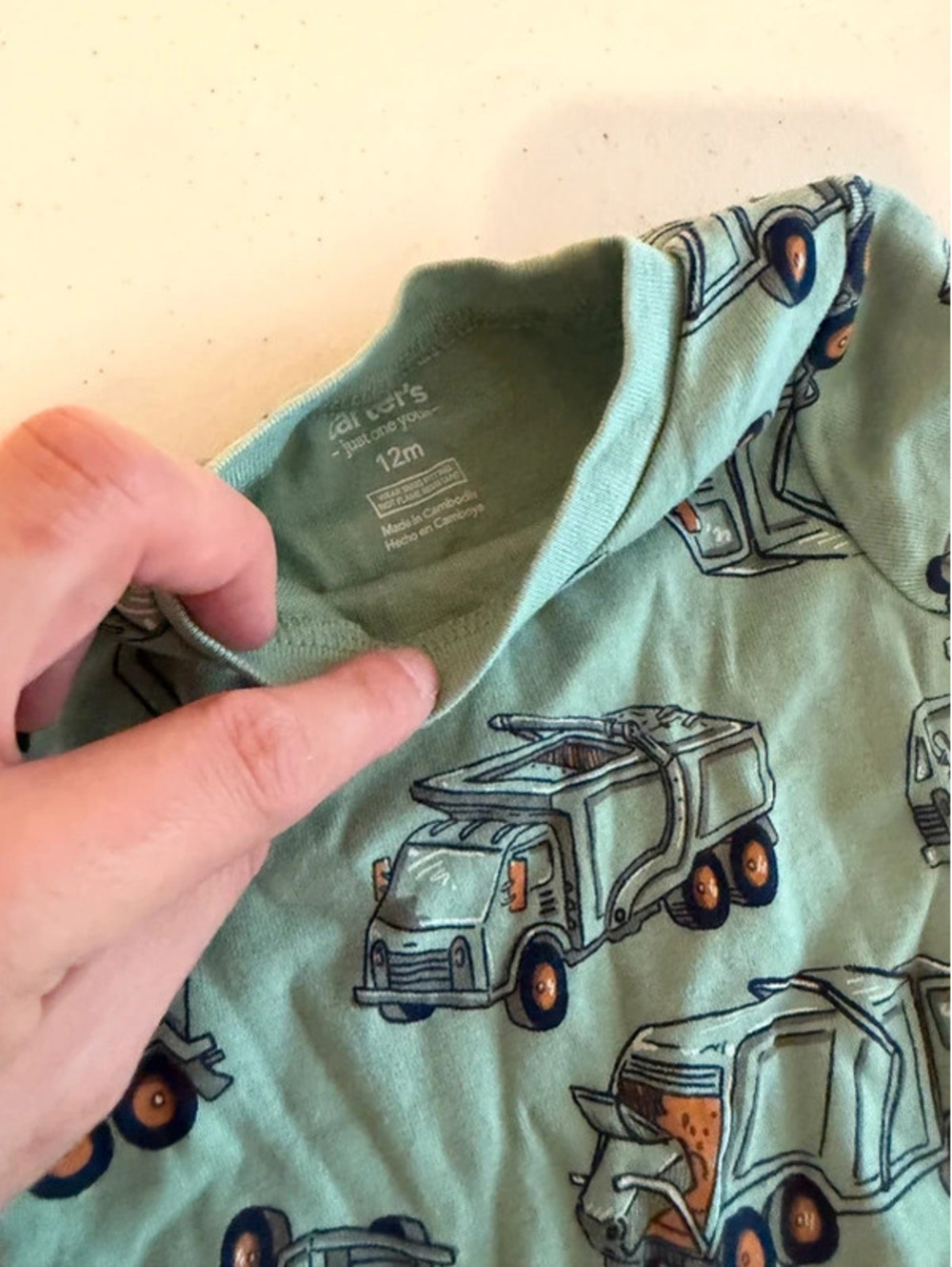 Carter's Just One You 12M Garbage Truck Pajama Set - Picture 3 of 4